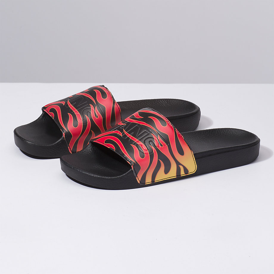 Vans Erkek Sandalet Flame Slide-On Siyah | 84129-582